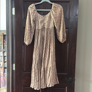 Beige Boho Floral Dress